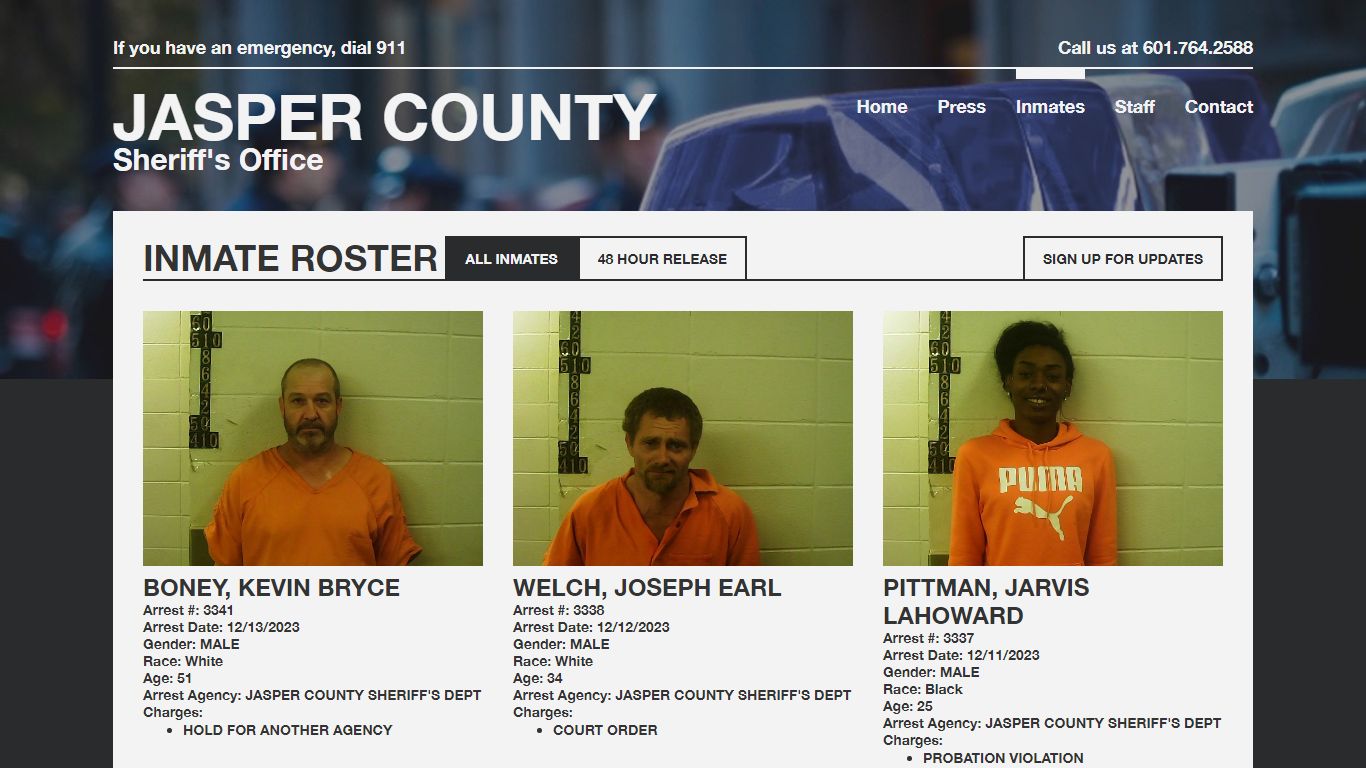 Inmate Roster | Jasper SO