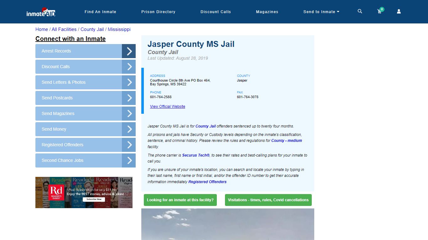 Jasper County MS Jail - Inmate Locator - Bay Springs, MS
